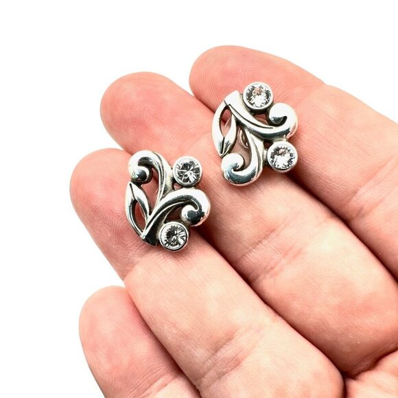 Brighton Womens Earrings Clear Crystal Silver Pierced Earrings - Picture 3 of 4